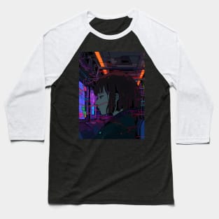 Enter the Digital Realm: Cyberpunk Aesthetics, Mind-Bending Anime, and Futuristic Manga Art Baseball T-Shirt